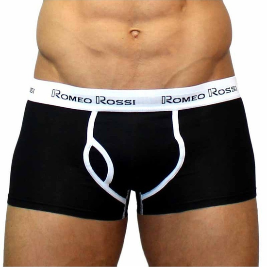 Мужские трусы боксеры черные Romeo Rossi RR365-2 Boxer Brief