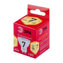 Лампа светодиодная ЭРА RED LINE LED MR16-7W-827-GU10 R GU10 7 Вт софит теплый белый свет | Лампы cветодиодные Точечные (Софиты) (MR, PAR)