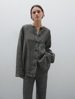 Massimo Dutti Брюки прямого кроя из 100% льна, черный