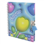 Блокнот в футляре, 18 см * 22 см, гребень, Alingar, мат.ламин, эффект 3D, ручка, замочек, диз. блок, линия, 45 л., "Тюльпаны", голубой