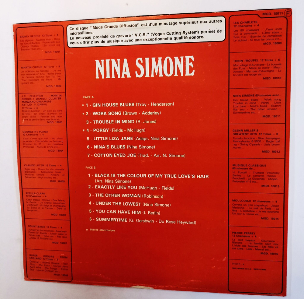 Винтажная виниловая пластинка LP Nina Simone 60 Minutes Avec Nina Simone (France 1974)