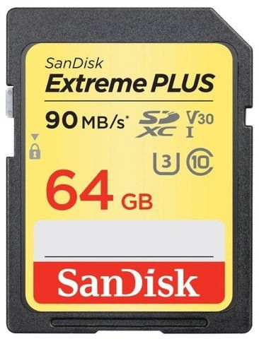 Карта памяти SanDisk Extreme PLUS SDXC Class 10 UHS Class 3 V30 90MB/s 64GB
