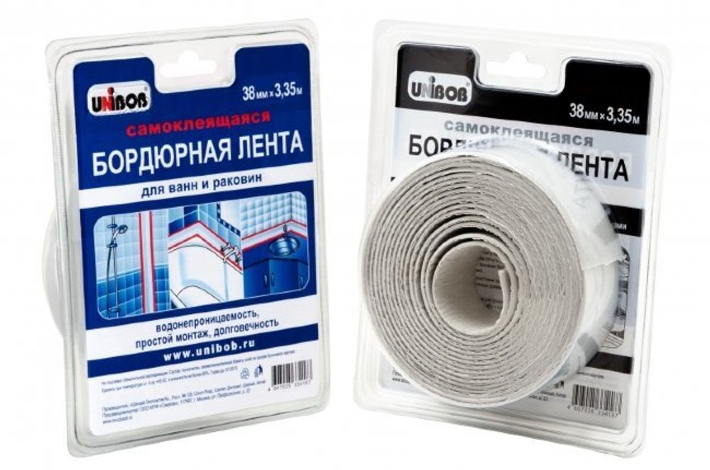 Лента бордюрная самокл. д/ванн и раковин  38мм*3,35м Белая Unibob / 35544