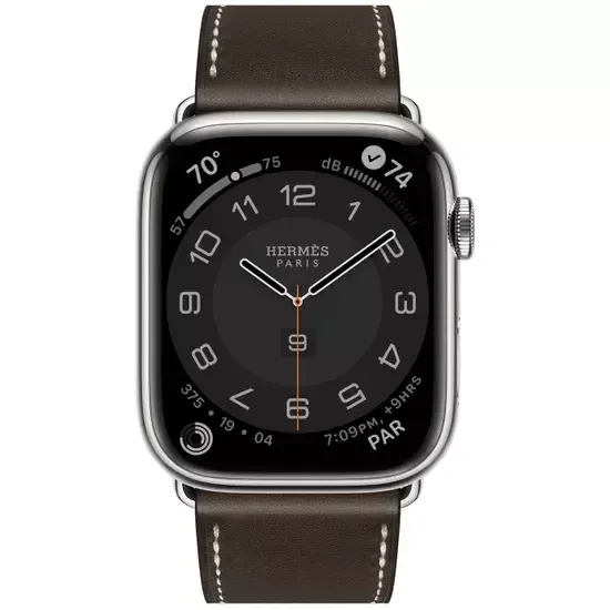 Apple Watch Hermès 45mm Silver Stainless Steel Case with Single Tour Deployment Buckle Ébène