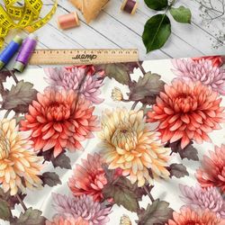 Ткань премиум интерлок золотая хризантема