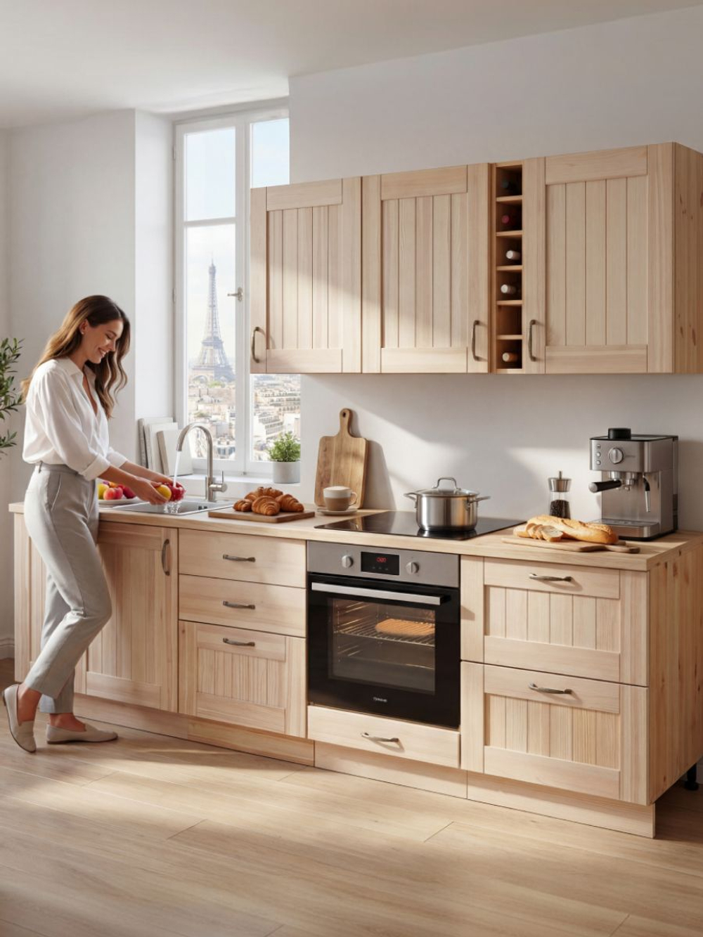 Кухонный модуль напольный, Вестфалия, 60х58х216, шкаф пенал, массив сосны, Dipriz