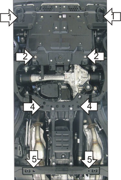 Защита стальная 3 мм Д, ПДф, КПП, Р Toyota Land Cruiser 200; Lexus LX 2007-2021 гг MOTODOR.12522