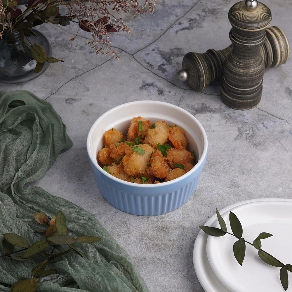 Салатник соусник для подачи 400 мл d 12 см h5,5 см круглый голубой Рамекин фарфор P.L. [6]