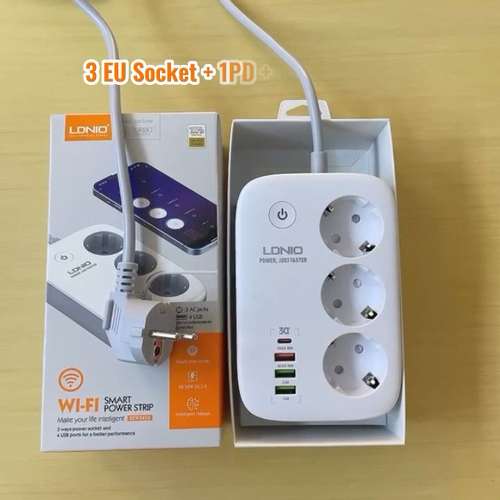 Интеллектуальный удлинитель 3 розетки+4USB SC3416 LDNIO white