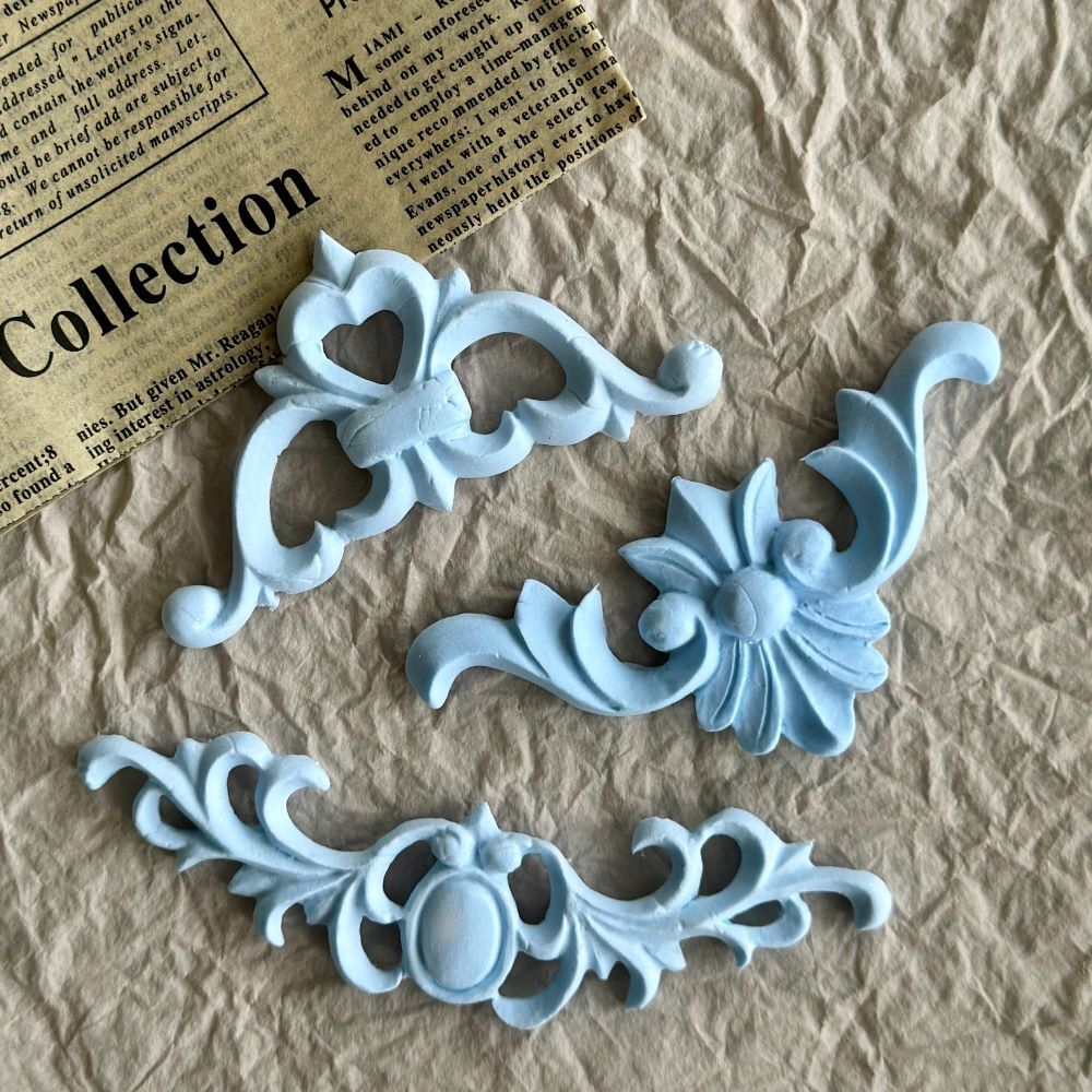 Молд силиконовый "Узор - уголок с медальоном" (входит в набор "Лепнина 2")