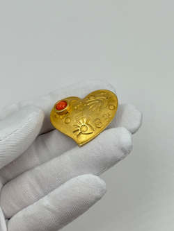 Накладка на пуговицу Сердце с розовой вставкой