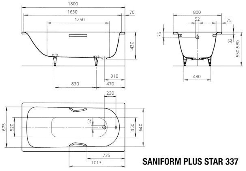 Ванна стальная 180x80 Kaldewei Saniform Plus Star 337 133700010001