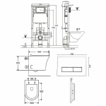 Унитаз подвесной Orange CI01-100W+APB200 безободковый, с крышкой микролифт, с инсталляцией, белый/кнопка хром