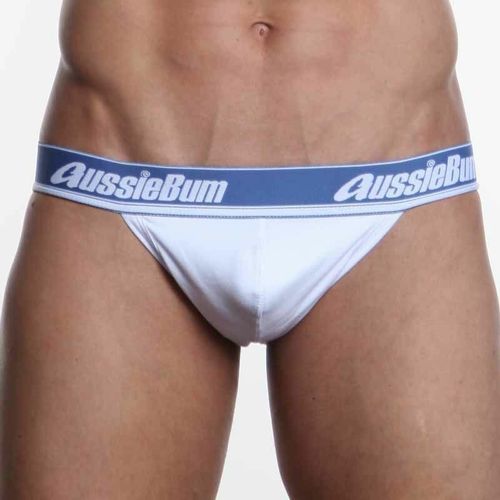 Мужские трусы джоки белые Aussiebum Flexsoft Jockstrap White AB00144