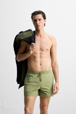 ZARA ПЛАВКИ ИЗ ВЫСОКОТЕХНОЛОГИЧНОЙ ТКАНИ, СВЕТЛЫЙ ХАКИ