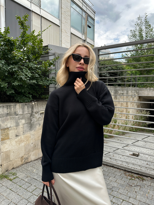 Свитер из шерсти мериноса OVER черный