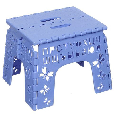 Табурет детский пластик, склад, Альтернатива, Алфавит, 26х23х20 см, голуб, М4959