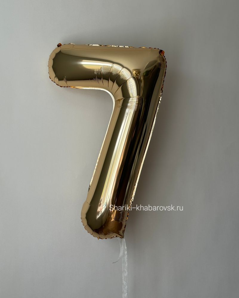 К Шар 40''102 см "Цифра 7" Белое золото (БГ-60)