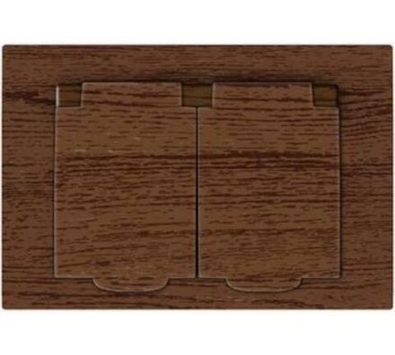 Розетка двухместная с крышкой "UNIVersal" серия "Афина" с/з, с/у, 16А, 220В, венге (еврослот) (HU231