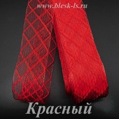 Регилин с красной нитью, красный, ширина 4,5 см
