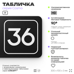 Табличка с номером помещения "Помещение №36", номер на дверь, 30 х 10 см, серия COSMO, черная, Айдентика Технолоджи