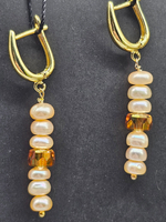 Серьги из натуральных камней "Солнечные", ручная работа, гипоаллергеновый материал