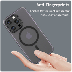 Мягкий усиленный чехол черного цвета с поддержкой MagSafe для iPhone 14 Pro Max, серия Frosted Magnetic