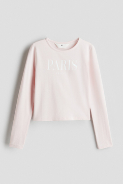 H&M Лонгслив с длинным рукавом, светло-розовый