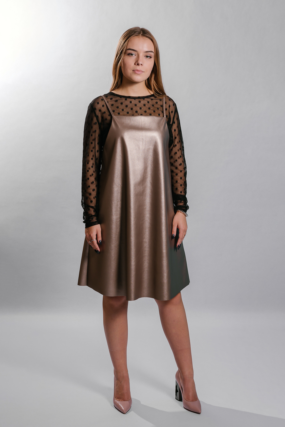 Офисный сарафан 3052ВПА, бронза #68Бр083052ВПА