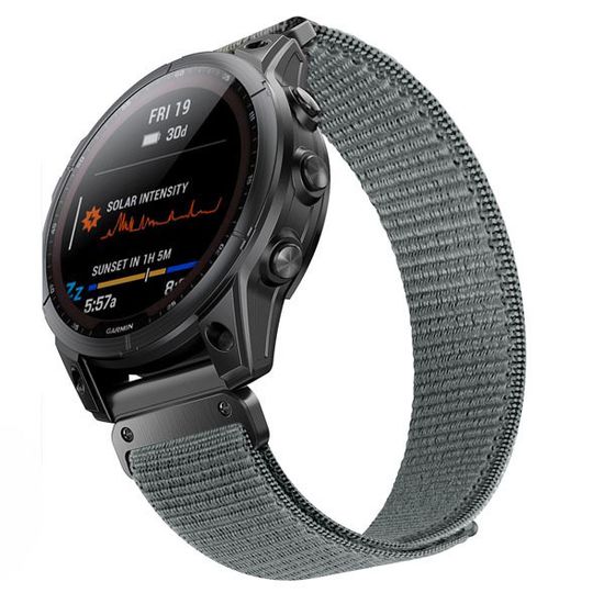 Ремешок TacFit 22 мм. для Garmin Fenix 7 / 6 / 5, Epix 2, Instinct / Instinct 2, Forerunner 9х5, Marq / Marq 2 нейлоновый быстросъемный Велкро (Серый)