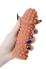 Телесная насадка на фаллос с бугорками Extreme Sleeve 010 M-size - 14 см. (Цвет: телесный)