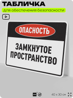 Табличка для обеспечения безопасности "Опасность замкнутое пространство", для производства, предприятия, организаций, 40х30 см, Silver Plane x Айдентика Технолоджи