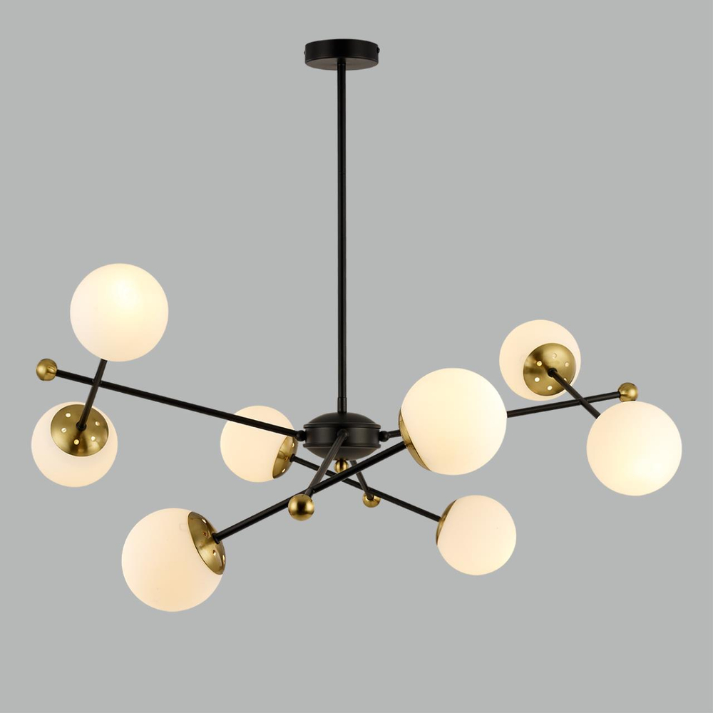 6581/8 MODERNI LN26 173 черный, золотой/белый металл  /стекло Люстра потолочная E14 8*40W 220V MELODY