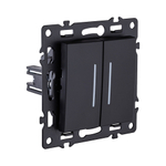 Выключатель 2-клавишный проходной 10А/250В с LED подсветкой, черный Kollinger Asthetik AS-011BK