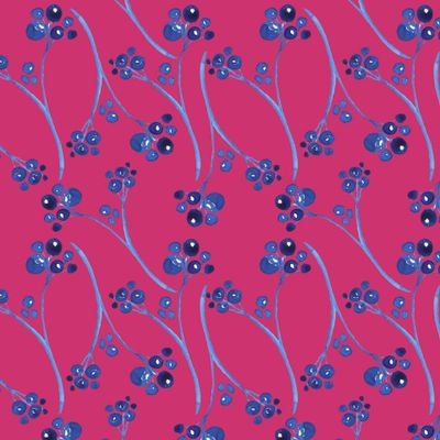 Синий растительный узор на фиолетовом