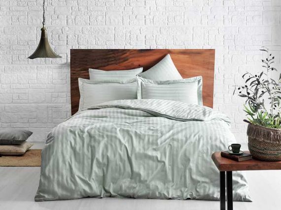 Постельное белье JACQUARD BANDED мятный жаккард deluxe TIVOLYO HOME Турция