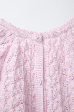 ZARA ПЕРФОРИРОВАННЫЙ ТРИКОТАЖНЫЙ КОМБИНЕЗОН, МЯГКИЙ РОЗОВЫЙ