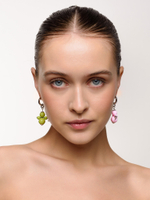 Моносерьга "Nevalyashka" green Silver