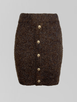 Костюм 6188 плюшевый из кардигана и юбки с золотыми пуговицами