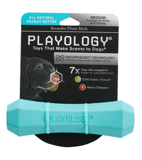 Playology жев.палочка Squeaky Chew Stick Medium Adult с ароматом арахиса, средняя, голубая