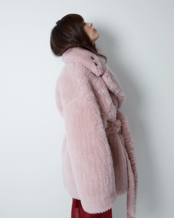 Шуба укороченная из шерсти Стелла Маккартни розовый