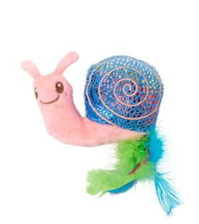 Mr.Kranch Игрушка для кошек Улитка плюшевая с кошачьей мятой и перышками 18 см розовая (34002)