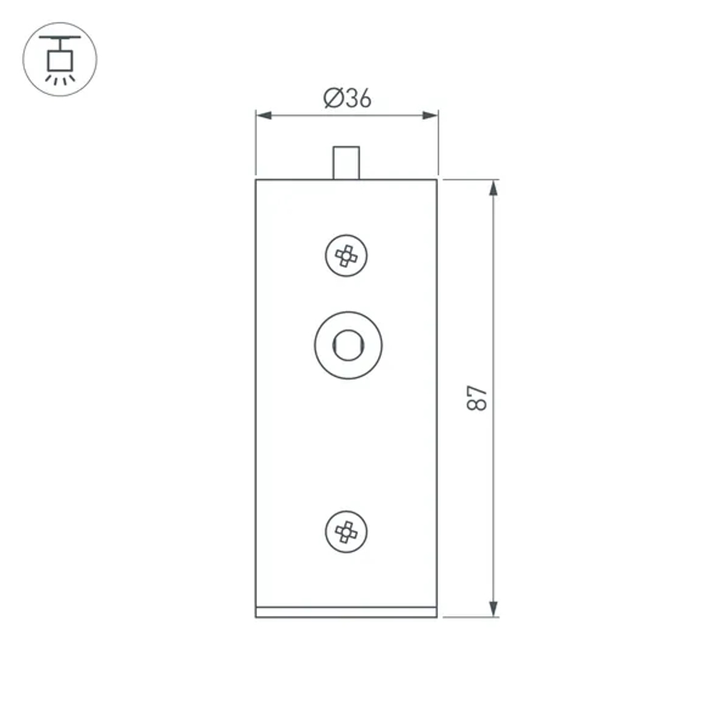 Заглушка ROUND-D36-360 BLACK с отверстием (Arlight, Металл) 050534