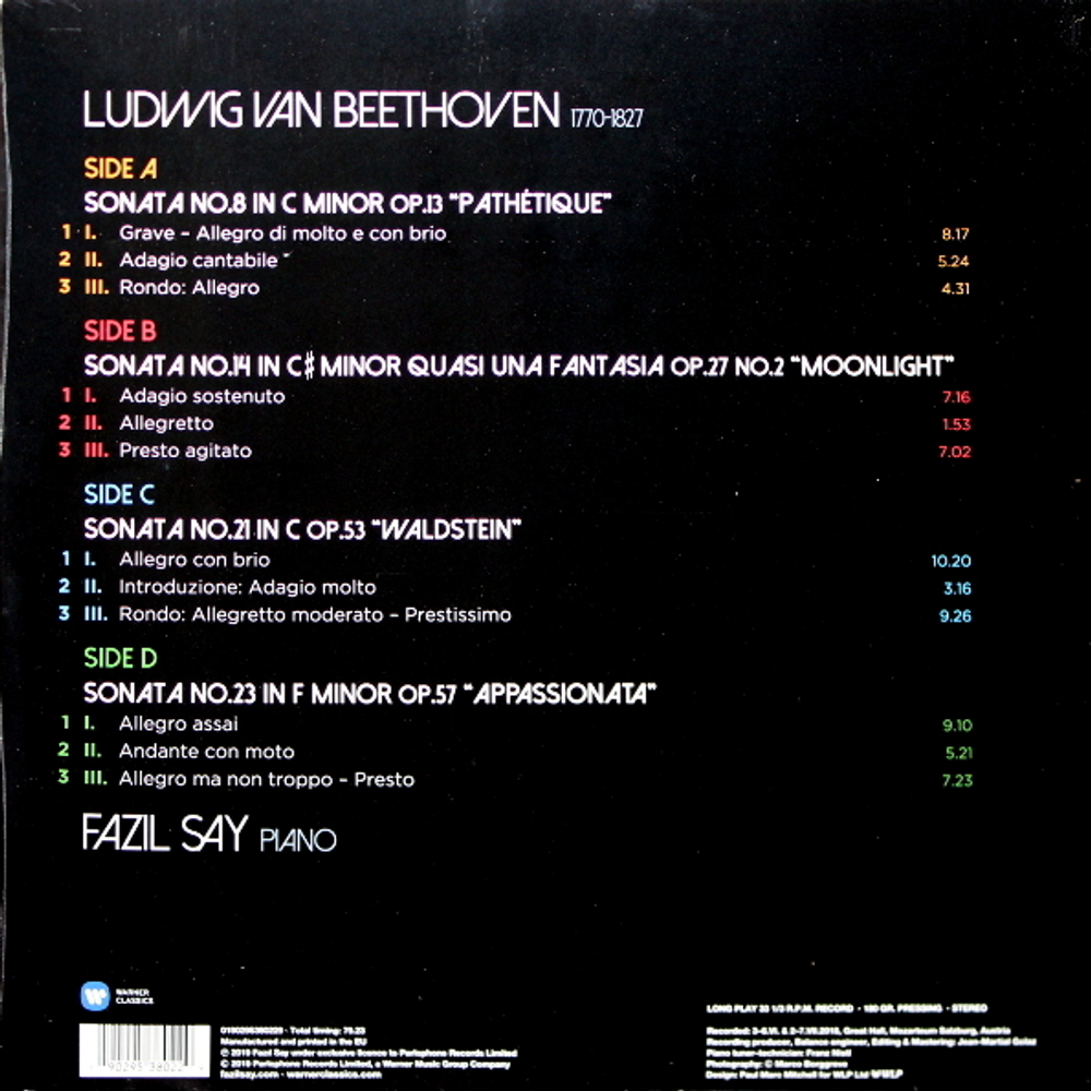 Fazil Say / Beethoven Sonatas: Pathetique, Moonlight, Waldstein, Appassionata (2LP)
