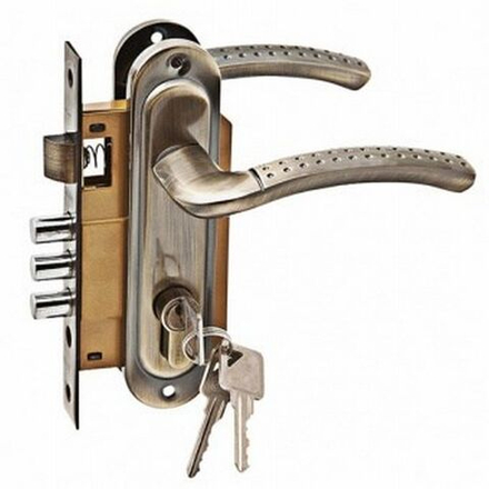 Комплект дверной (ручка +замок) LH 7036-59AB бронза