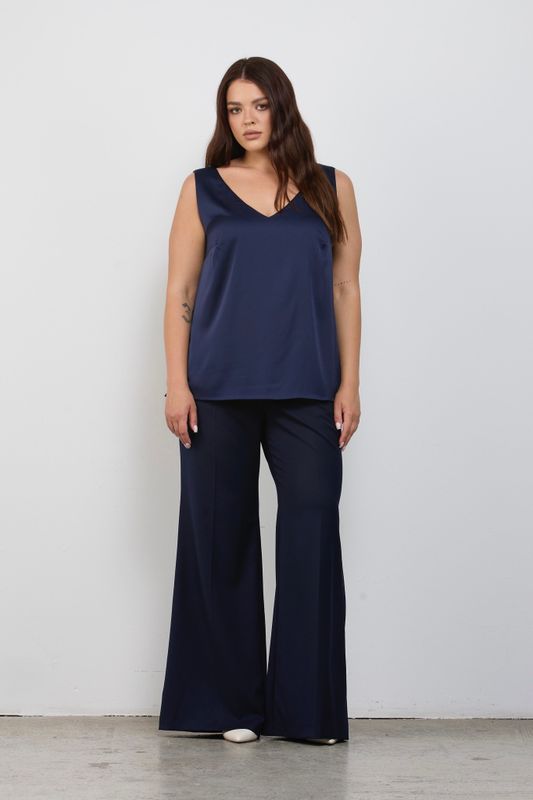 Топ двухслойный на широких бретелях; синий