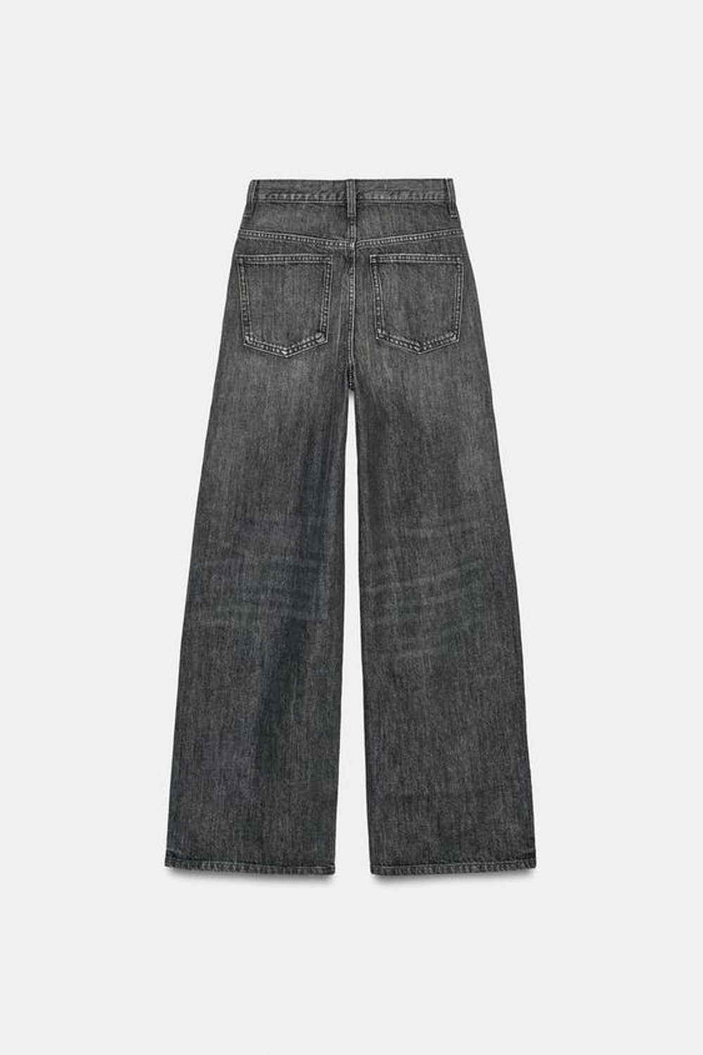 ZARA ДЖИНСЫ TRF WIDE LEG С ПЕРЕКРЕСТНЫМ ПОЯСОМ И ВЫСОКОЙ ПОСАДКОЙ, ЧЕРНЫЙ