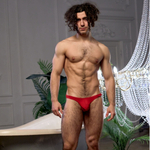 Красные мужские хлопковые трусы-бразилиана (Размер: L) (Цвет: красный)