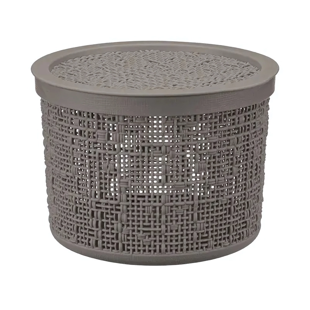 Коробка БЯЗЬ с крышкой D17см 2л французcкий серый