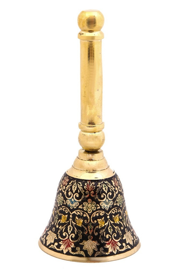 Колокольчик латунь, эмаль черная, d = 7,5 cм, h = 18 cм